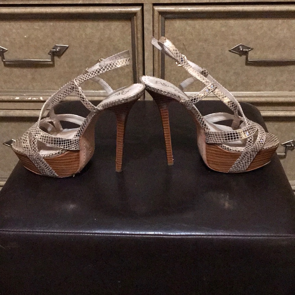 Alice + Olivia Metallic Python Print High Heels - image 1